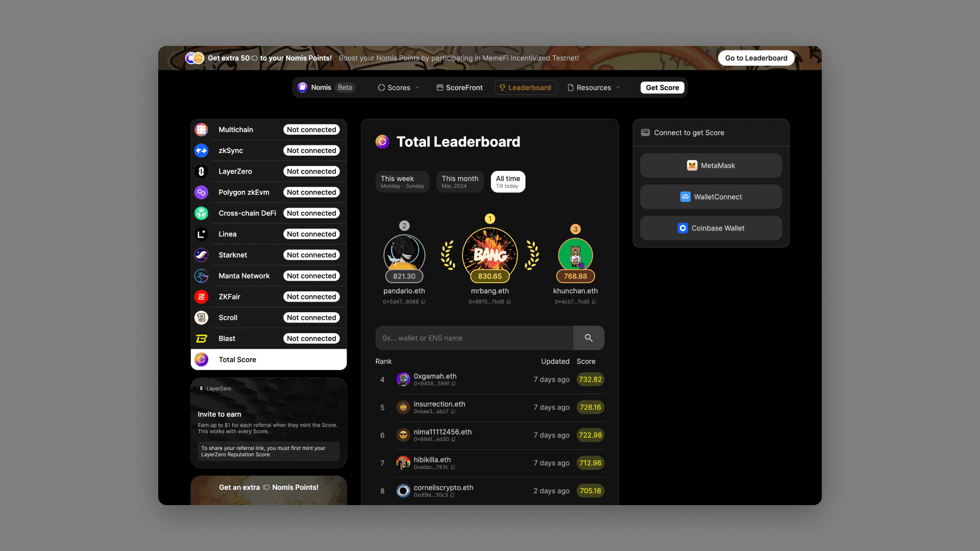 Leaderboard website